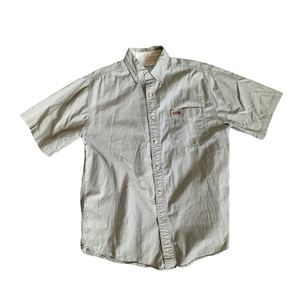 Carhartt Tan Cotton Canvas Short Sleeve Button Down Work Shirt Size M - Picture 7 of 8